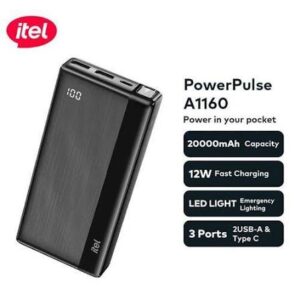 itel PowerPulse Power-Bank 20000mAh 12W Fast Charging
